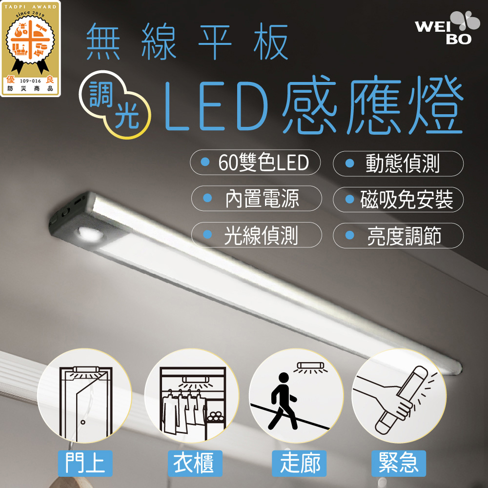 WEIBO無線LED自動平板調光感應燈-LI3360L